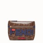 Fendi Brown Fendi Mania Fabric Toiletry Pouch Bag