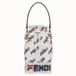 Fendi White Fendi Mania Fringed Mon Tresor Mini Bucket Bag