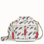 Fendi White Fendi Mania Mon Tresor Bucket Bag