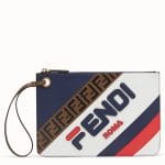 Fendi White/Blue Fendi Mania Medium Triplette Clutch Bag