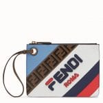 Fendi White/Pale Blue Fendi Mania Small Triplette Clutch Bag