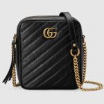 Gucci Black Matelassé GG Marmont Mini Shoulder Bag