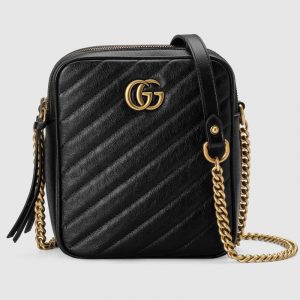 Gucci Black Matelassé GG Marmont Mini Shoulder Bag