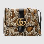 Gucci Cognac Snakeskin Arli Medium Shoulder Bag