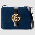 Gucci Dark Blue Suede Arli Medium Shoulder Bag