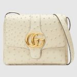 Gucci Ivory Ostrich Arli Medium Shoulder Bag