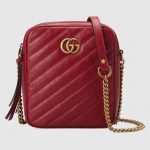 Gucci Red Matelassé GG Marmont Mini Shoulder Bag