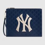 Gucci Royal Blue Gucci Signature NY Yankees Pouch Bag