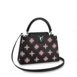 Louis Vuitton Black Studded Monogram Flowers Capucines PM Bag