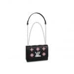 Louis Vuitton Black Studded Monogram Flowers Twist MM Bag