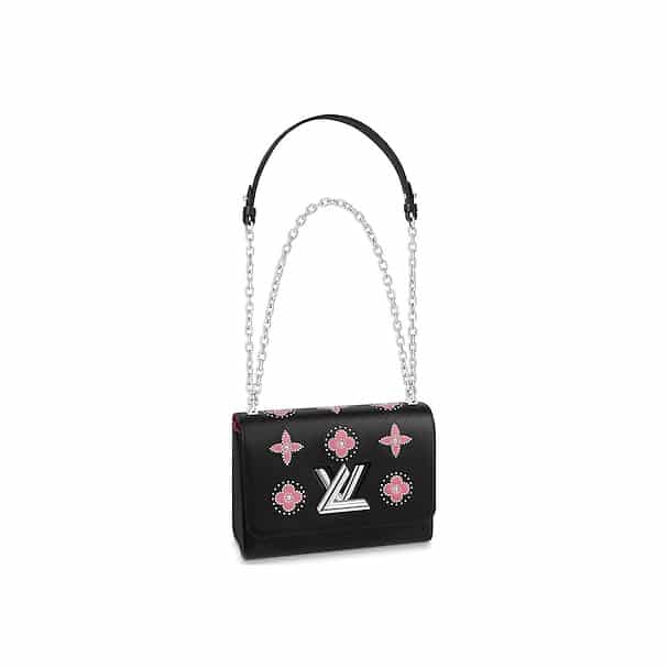Louis Vuitton Black/Red Epi Leather Floral Motif Twist MM Bag at
