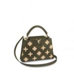 Louis Vuitton Khaki Studded Monogram Flowers Capucines BB Bag