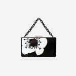 Valentino Black Anemone Flower Minaudière Clutch Bag