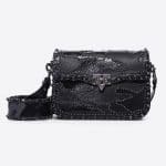 Valentino Black Guitar Strap Camouflage Embroidered Bag