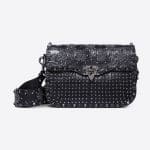 Valentino Black Guitar Strap Punk Star Embroidered Bag