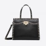 Valentino Black Rockstud Small Top Handle Bag
