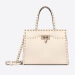 Valentino Light Ivory Rockstud Small Top Handle Bag