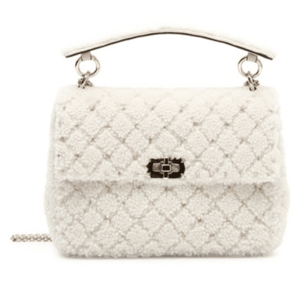 Valentino Shearling Rockstud Flap Bag