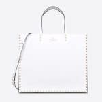 Valentino White Rockstud Trimmed Tote Bag