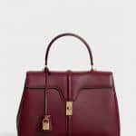 Celine Light Burgundy Satinated Calfskin Medium 16 Bag