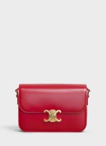 Celine Red Shiny Calfskin Medium Triomphe Bag