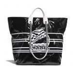 Chanel Black Vinyl La Pausa Bay Large Shopping Bag