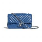 Chanel Blue Chevron Classic Flap Mini Bag