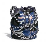 Chanel Blue/Navy Blue/White/Yellow Cotton Drawstring Bag