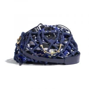Chanel Blue/Navy Blue/White/Yellow Cotton Large Shopping Bag