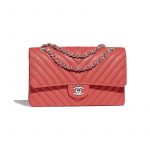 Chanel Coral Chevron Classic Flap Medium Bag