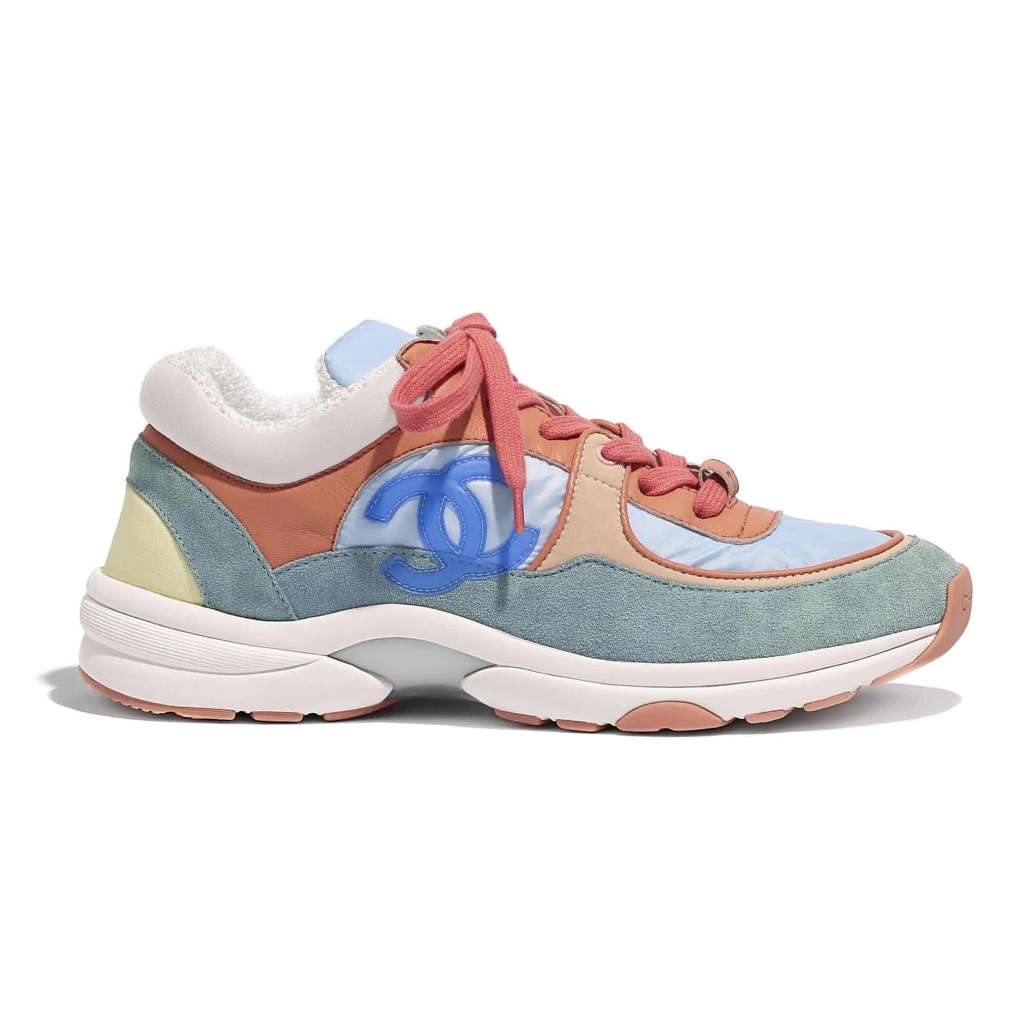 Chanel Coral/Light Blue/White Sport Runner Sneaker