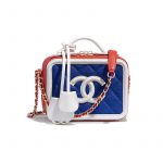 Chanel Dark Blue/White/Red CC Filigree Vanity Case Mini Bag