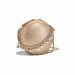 Chanel Gold Metallic Lizard City Box Evening Bag