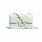 Chanel Green Python Classic Flap Mini Bag