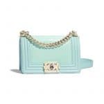 Chanel Light Blue Lizard Boy Chanel Small Flap Bag