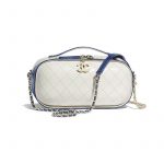 Chanel Navy Blue/White Crumpled Calfskin Vanity Case Bag