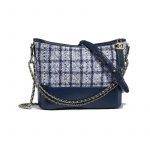 Chanel Navy Blue/White/Silver Tweed Gabrielle Hobo Bag