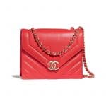 Chanel Red Chevron Medium Flap Bag