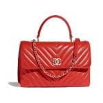 Chanel Red Chevron Trendy CC Top Handle Bag