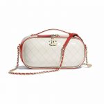 Chanel Red/White Crumpled Calfskin Vanity Case Bag