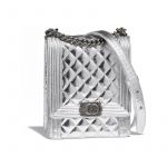 Chanel Silver Boy North/South Flap Bag