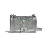 Chanel Silver Galuchat Boy Chanel Small Flap Bag