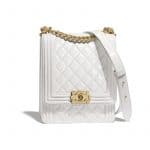 Chanel White Boy North/South Flap Bag