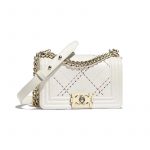 Chanel White Embroidered Boy Chanel Small Flap Bag
