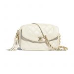 Chanel White Lambskin Small Camera Case Bag