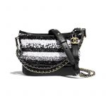 Chanel White/Black Sequins Gabrielle Small Hobo Bag