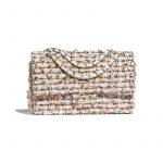 Chanel White/Gold/Orange Tweed Classic Flap Medium Bag