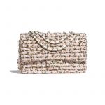 Chanel White/Gold/Orange Tweed Classic Flap Medium Bag