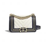 Chanel White/Navy Blue Braided Boy Chanel Small Flap Bag