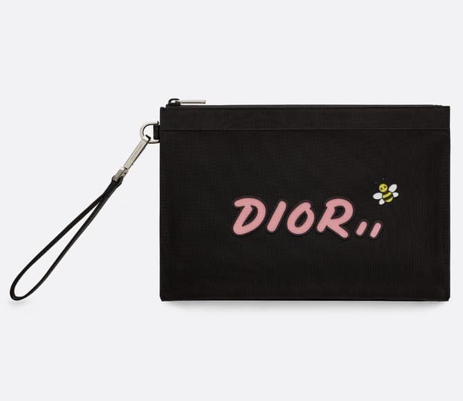 Dior x Kaws Duffle Cannage Pink Bees Black in Calfskin/Cotton Canvas with  Silver-tone - US